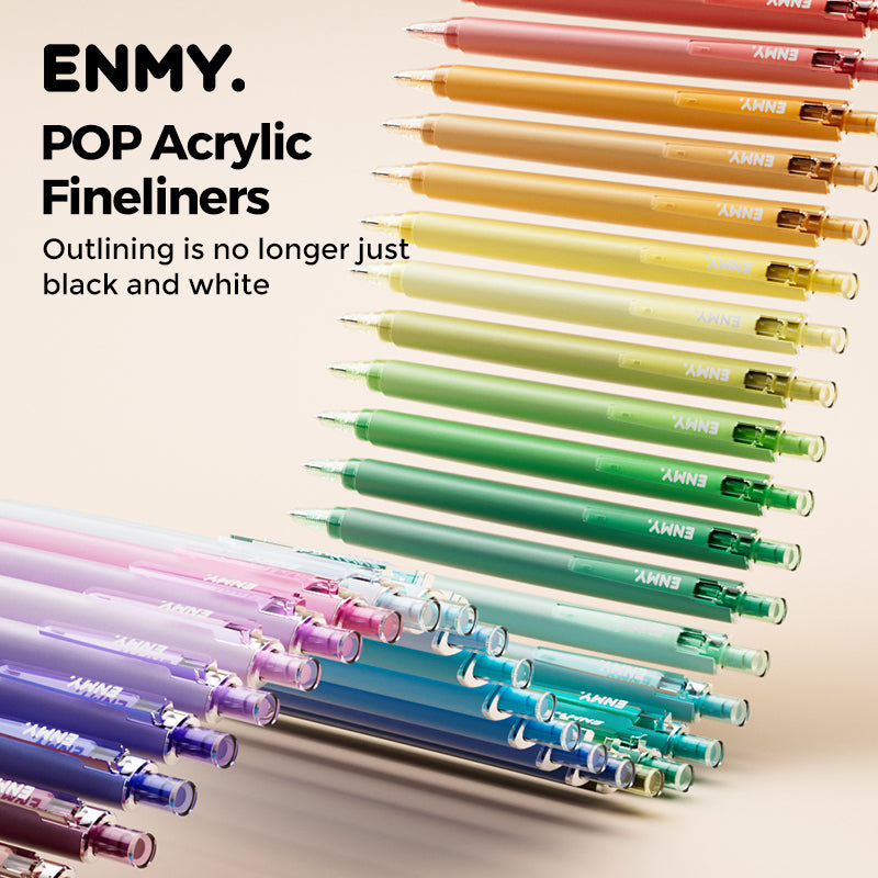 24 Colors Rainbow Press Fineliner Pens Sets, 0.7mm Acrylic Gel