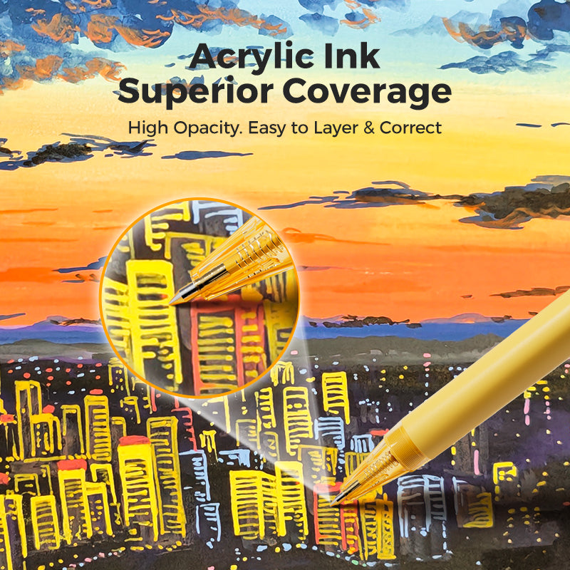 24 Colors Rainbow Press Fineliner Pens Sets, 0.7mm Acrylic Gel